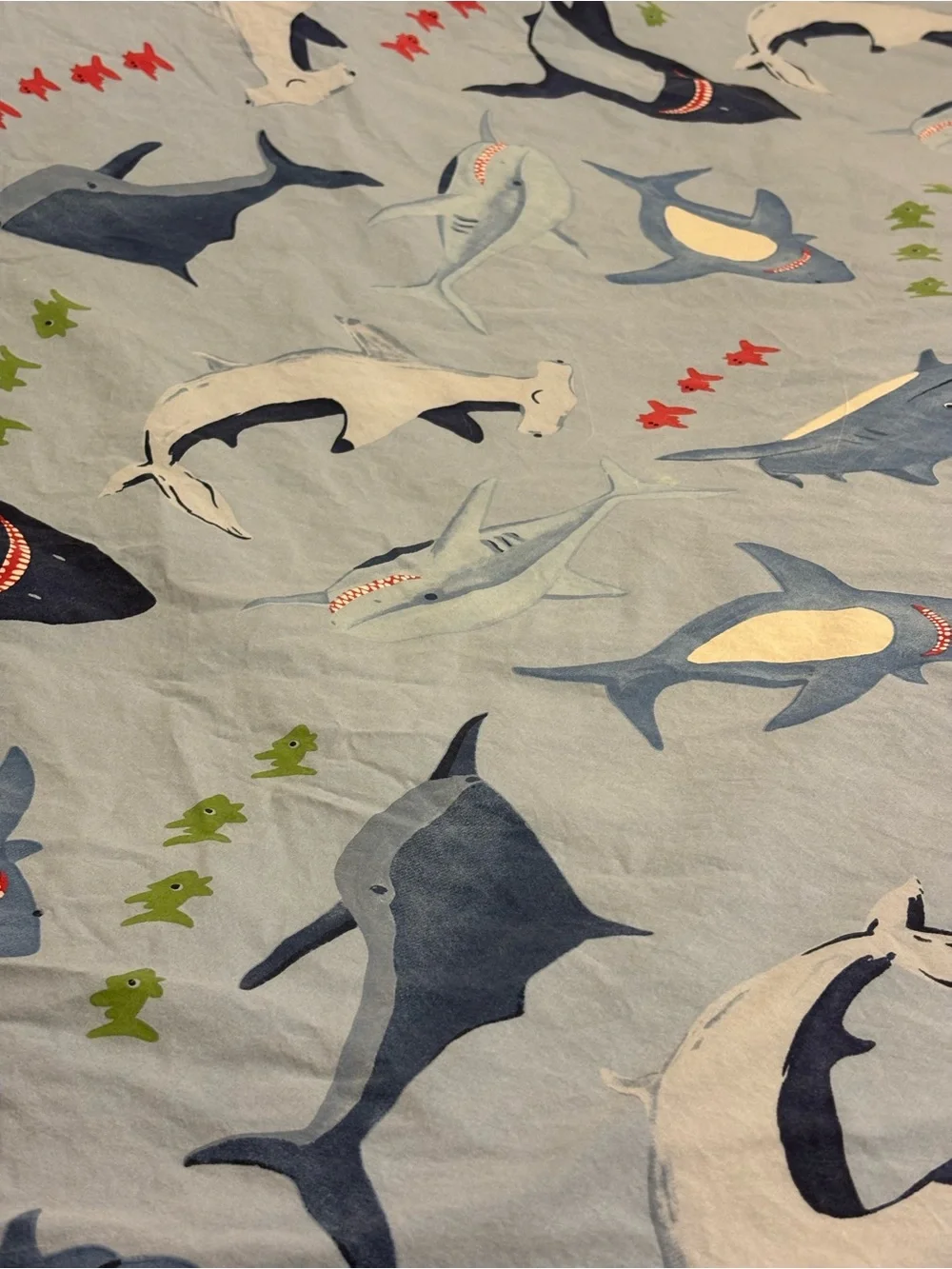 Pottery Barn Kids Shark Bite Duvet Cover Twin Light Blue Ocean School Fish Sea